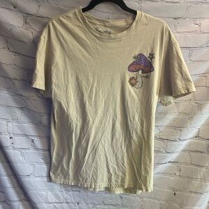 Bowery Supply Co. Women’s Mushroom Flowers Stars Boho Graphic T-shirt Cream Sz L